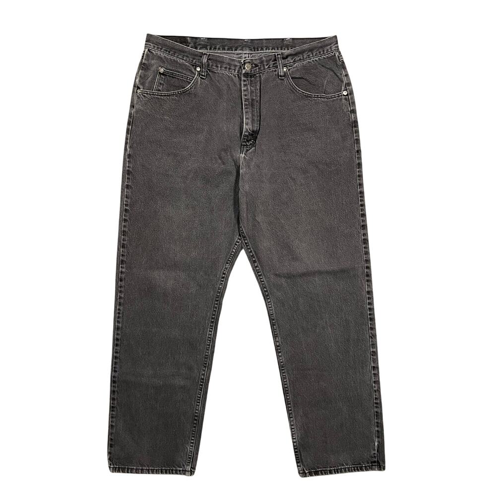 Wrangler Black Washed Denim Vintage Heavyweight Relaxed Straight Jeans Men 38 30